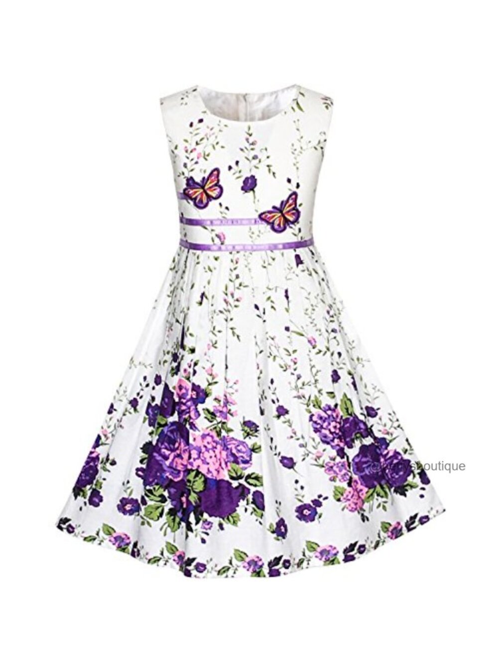 Girls Cotton A-Line Sleeveless Zip Back Sundress